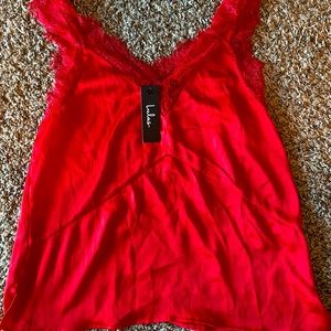 Brand new Lulu’s lace and satin tank top